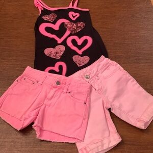 77 kids and Justice pink jean shorts & tank top